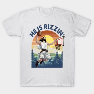 He Is Rizzin' Christian Juses Basketbal Happy Easter T-Shirt